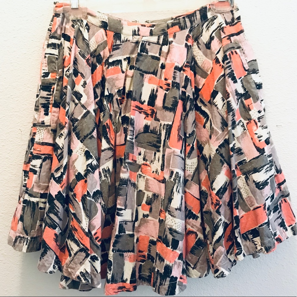 Colorful Print Anthropologie Skirt